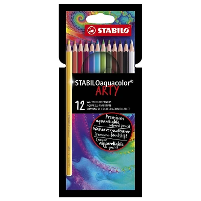 STABILO Aquacolor - Crayons de couleur aquarelle - ARTY - Set 12 Pcs.