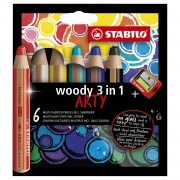 STABILO Woody ARTY Federmäppchen - 6 Farben + Spitzer