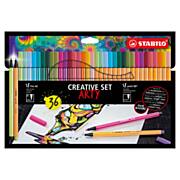 STABILO Creative Set - Pen 68 & Point 88 Pastel - ARTY - Trousse Combi 36 Pièces