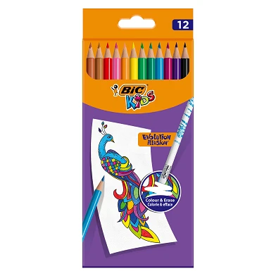 Crayons de couleur effaçables BIC Kids Evolution, 12 pcs.
