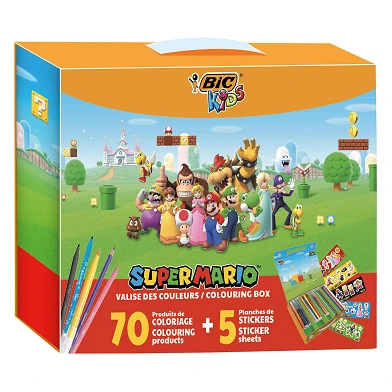 BIC Kids Super Mario Mallette de coloriage, 70 pcs.
