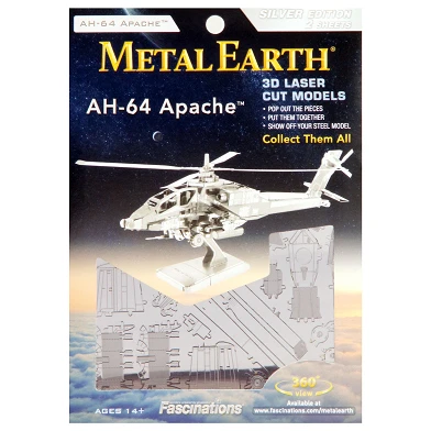 Metal Earth AH-64 Apache Édition Argent