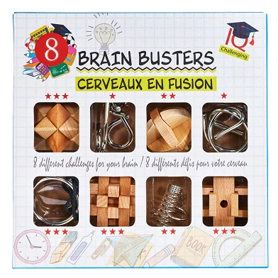 Ensemble de puzzles cérébraux en bois et métal, 8 pcs.