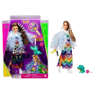 Barbie Extra Doll Regenbogenkleid und Haustierkrokodil