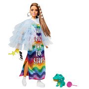 Barbie Extra Doll Regenbogenkleid und Haustierkrokodil