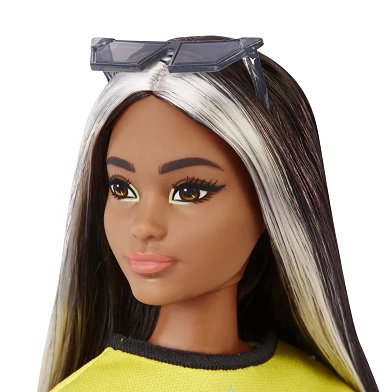 Barbie Fashionista Pop - Geel Topje en Geblokt Rokje
