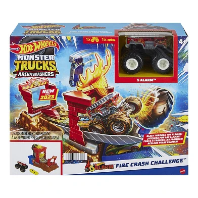 Hot Wheels Monster Trucks Arena Smash 5 Alarme Incendie Crash Challenge Playset