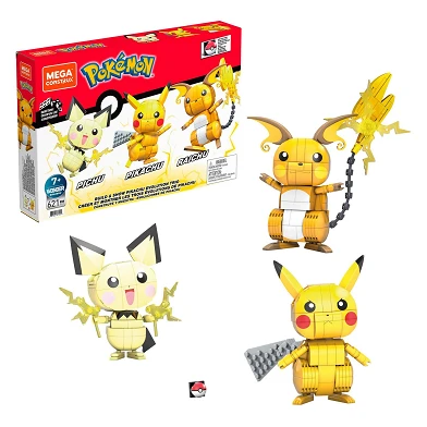 Ensemble de construction Pokémon Mega Construx – Construisez et montrez le trio Pikachu Evolution