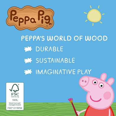 Peppa Pig Houten Trein met Opa Pig Speelfiguur