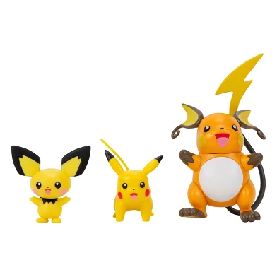 Figurines Pokemon Evolution Multipack - Pichu, Pikachu et Raichu