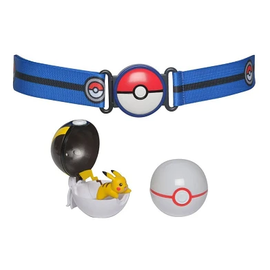 Pokémon Clip 'N' Go Poke Ball avec ensemble de jeu ceinture bleue, 4 pièces.
