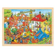 Puzzle en bois Goki - Chantier de construction, 96 pièces.