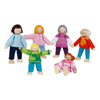 Goki Maison de poupée en bois pour poupées, famille moderne et flexible, 6 pièces.