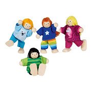 Goki Puppenhaus-Puppen aus Holz, flexibel, für Kinder, 4-tlg.