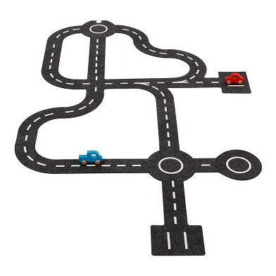 Goki Tapis de jeu Roads avec 2 voitures, 30 pcs.