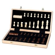 Goki Jeu d'échecs/dames en bois 2 en 1 magnétique
