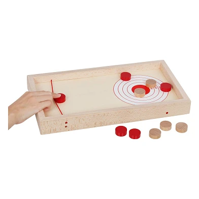 Table de jeu de tir de rondelle en bois Goki 2en1, 11 pcs.