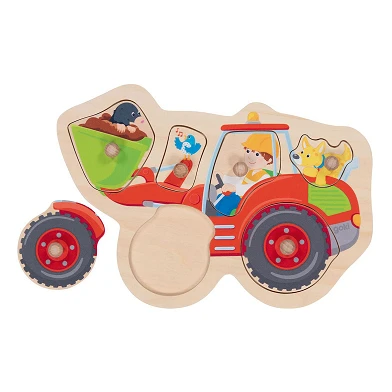 Goki Puzzle à tiges en bois avec chargeur sur roues, 6 pcs.