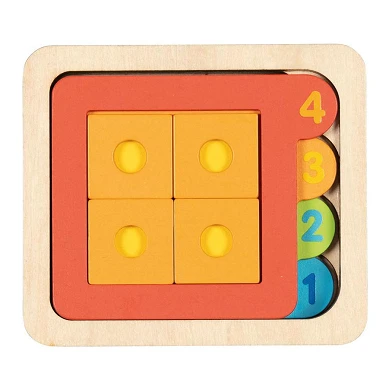 Goki Puzzle en bois avec formes et chiffres, 15 pièces