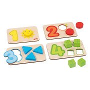 Puzzle en forme de bois Goki, chiffres et formes, 18 pièces.