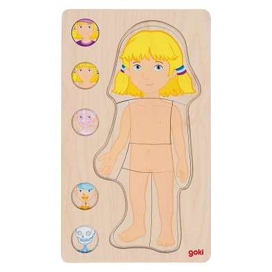 Goki Holzschichtenpuzzle Menschlicher Körper Mädchen, 29 Teile