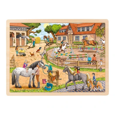 Goki Puzzle en bois École d'équitation, 96 pcs.