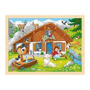 Puzzle en bois Goki dans les Alpes, 96 pièces.