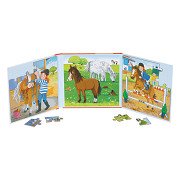 Goki Puzzle magnétique livre écurie de chevaux, 40 pcs.