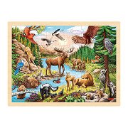 Puzzle en bois Goki Wilderness nord-américaine, 96 pcs.