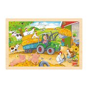 Goki Puzzle en bois Tracteur, 24 pcs.