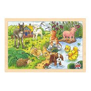 Goki Puzzle en bois Bébés animaux, 24 pcs.