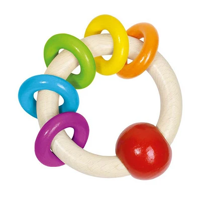 Goki Houten Grijpring met 5 Regenboog Ringen