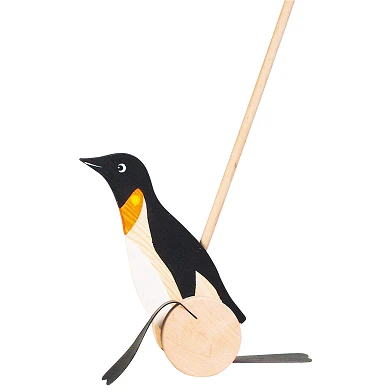 Goki Figurine à pousser en bois Pingouin
