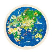 Goki Doppelseitiges Holzpuzzle - Globus, 57 Teile