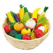 Gemüse und Obst in einem Korb, 23 Stk.