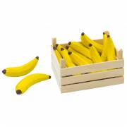 Houten Bananen in Kist, 10dlg.