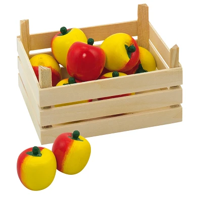Pommes en bois Goki dans une caisse, 10 pcs.
