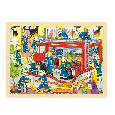 Puzzle en bois Goki - Pompiers, 48 ​​pcs.