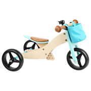 Small Foot - Tricycle et Draisienne en Bois 2en1 Turquoise