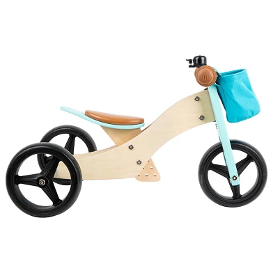 Small Foot - Tricycle et Draisienne en Bois 2en1 Turquoise