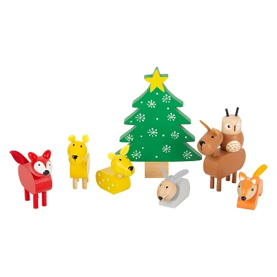 Small Foot - Animaux en bois Noël dans les bois Playset, 17dlg.