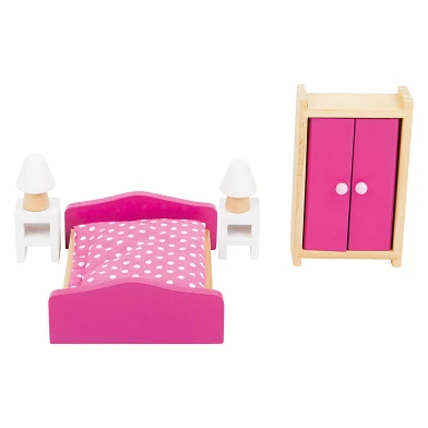 Small Foot - Puppenhaus-Schlafzimmermöbel aus Holz, 6dlg.