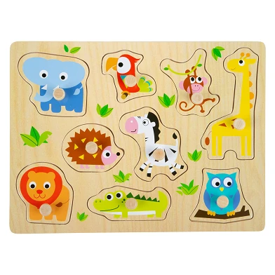 Small Foot - Zoo de puzzle à tenons en bois, 9 pcs.