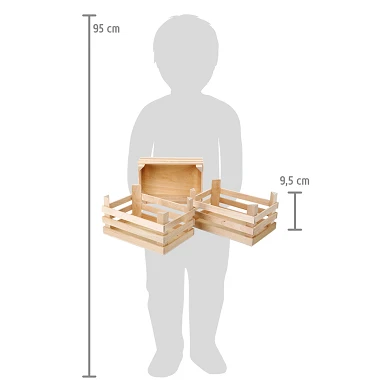 Small Foot - Grandes caisses en bois 18 x 12 x 9,5 cm, lot de 3