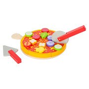 Small Foot - Cut and Play Food Pizza-Set aus Holz, 21dlg.