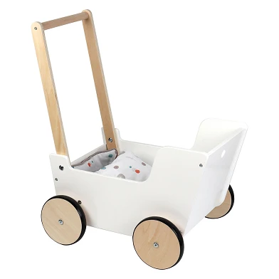 Small Foot - Chariot de poupée à pousser en bois, petit bouton