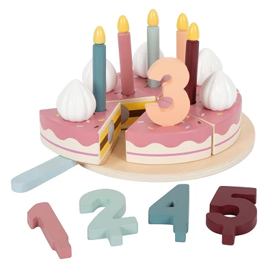Small Foot - Gâteau d'anniversaire à découper en bois, 18 pièces.