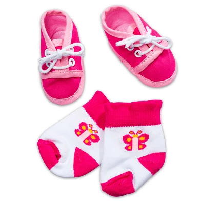 Socken und Schuhe für New Born Baby in Rosa
