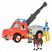 Feuerwehrmann Sam Phoenix mit Spielzeugfigur und Pferd