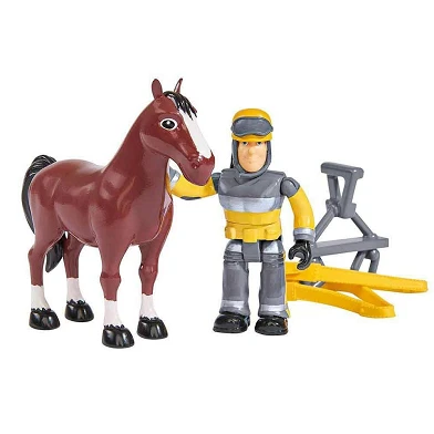 Feuerwehrmann Sam Phoenix mit Spielfigur und Pferd